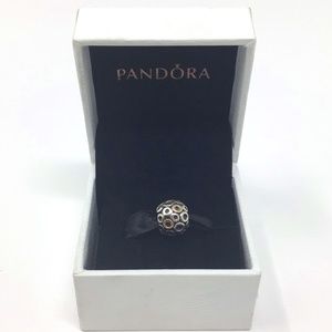 RARE Retired Pandora Letter “O” Alphabet Two Tone 14K & 925 Bead Charm